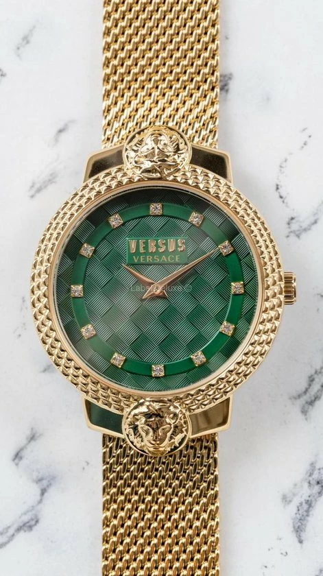 Begroting π Versus Versace Mouffetard Gold Green Swarovski - Dameshorloge - VSPLK1620 - Goud - Green - RVS Mesh Horlogeband - 38 MM β 6 Begroting π Versus Versace Mouffetard Gold Green Swarovski - Dameshorloge - VSPLK1620 - Goud - Green - RVS Mesh Horlogeband - 38 MM β - Afbeelding 4