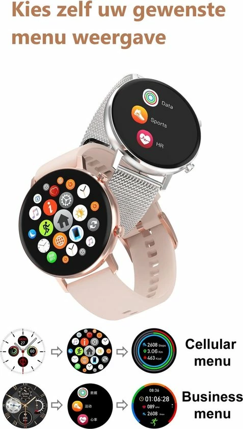 Aanbiedingen 😉 Belesy® Eighteen - Smartwatch Dames - Smartwatch Heren - Horloge - Full Circle - Super Mooi Scherm - 18 Wijzerplaten - Stappenteller - Bloeddruk - Mutli Sport - Milanees - Staal - Goud 😀 24 Aanbiedingen 😉 Belesy® Eighteen - Smartwatch Dames - Smartwatch Heren - Horloge - Full Circle - Super Mooi Scherm - 18 Wijzerplaten - Stappenteller - Bloeddruk - Mutli Sport - Milanees - Staal - Goud 😀 - Afbeelding 23