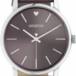 Nieuw ✔️ OOZOO Timepieces - Zilveren Horloge Met Mauve Leren Band - C10927 - Ø40 🥰