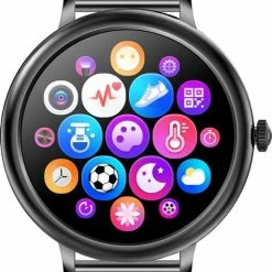 Nieuw 🎉 Belesy® CHARMING - Smartwatch Dames - Horloge - 1.3 Inch - Kleurenscherm - Stappenteller - Bloeddruk - Hartslag - Maak Je Eigen ⌚ Watchfaces - Staal – Zwart 🛒