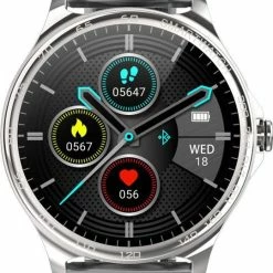 Goedkoop 🛒 Belesy® MARS - Smartwatch Dames - Smartwatch Heren - Horloge - Bloeddruk - ECG - Stappenteller - 1.3 Inch - Kleurenscherm - Full Touch - Zilver - Staal - Schakel 🔔