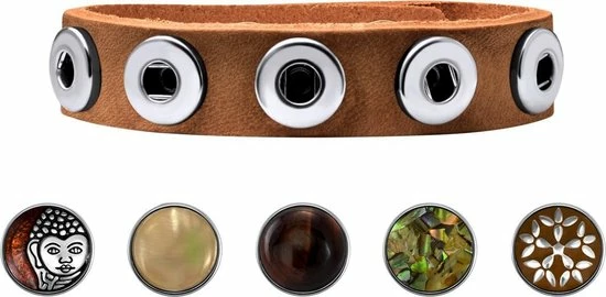 Beste deal ⌛ Quiges Dames Leren Armband Met 12mm Drukknopen/Chunks Bruin - EBKS048 🎁 3 Beste deal ⌛ Quiges Dames Leren Armband Met 12mm Drukknopen/Chunks Bruin - EBKS048 🎁