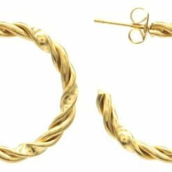 Beste Verkoop 🎉 Dielay Oorbellen Twist - Open Oorringen - RVS - 2,5 Cm - Goudkleurig 🌟