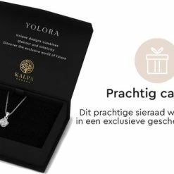 Uitgang 😍 Yolora Dames Ketting Met Hanger En Kalpa Camaka Kristal - Zilver Kleurig - 18K Witgoud Verguld - Cadeauverpakking 🌟 -Sieraden-horloges Winkel 550x332