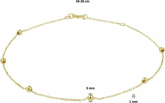 Nieuw π Marie-Celeste Enkelbandje Bolletjes 1,0 Mm 24 - 26 Cm - Goud π 5 Nieuw π Marie-Celeste Enkelbandje Bolletjes 1,0 Mm 24 - 26 Cm - Goud π - Afbeelding 3
