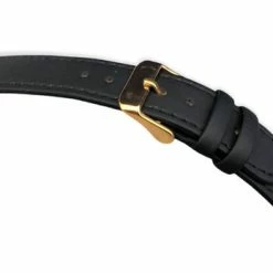 Aanbiedingen 😉 Horlogeband-12mm-echt Leer-zacht-mat-zwart-goudkleurige Gesp- 12 Mm ✔️