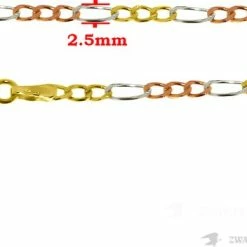 Groothandel 🎉 Juwelier Zwartevalk - 14 KARAAT TRICOLOR GOUDEN FIGARO KETTING 6-03COL/50cm 😉 -Sieraden-horloges Winkel 550x352 2