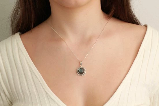 Uitgang π Terra Edela Natuursieraad - 925 Sterling Zilver Labradoriet Ronde Ketting Hanger - Boho Edelsteen Sieraad - Handgemaakt π 4 Uitgang π Terra Edela Natuursieraad - 925 Sterling Zilver Labradoriet Ronde Ketting Hanger - Boho Edelsteen Sieraad - Handgemaakt π - Afbeelding 2