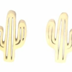 Flash-uitverkoop 💯 Dielay - Oorbellen Cactus - RVS Oorstekers - Lengte 12 Mm - Goudkleurig 🧨