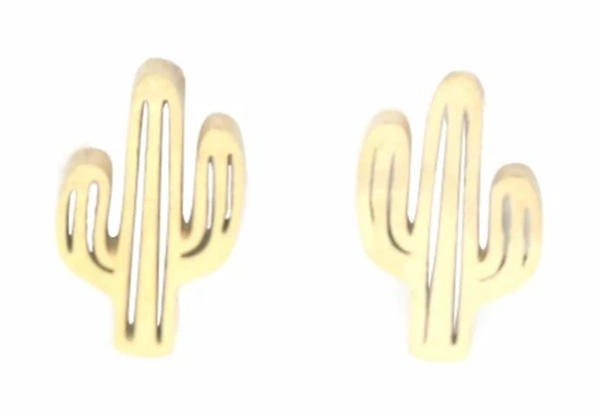 Flash-uitverkoop 💯 Dielay - Oorbellen Cactus - RVS Oorstekers - Lengte 12 Mm - Goudkleurig 🧨 3 Flash-uitverkoop 💯 Dielay - Oorbellen Cactus - RVS Oorstekers - Lengte 12 Mm - Goudkleurig 🧨