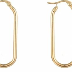 Beste Verkoop 🔥 Go Dutch Label Oorring Vierkant Hoop Goud E1843-2 ✔️