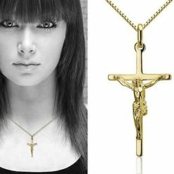 Beste deal ✔️ Montebello Ketting Christus G - 925 Zilver Verguld - Kruis - 35x17mm - 45cm 🔔 -Sieraden-horloges Winkel 550x462
