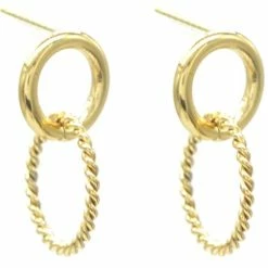 Beste Verkoop 🤩 Dielay Oorbellen Met Ring - RVS - 1,5x2,5 Cm - Goudkleurig 👍