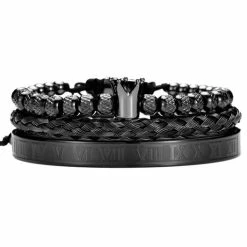 Begroting 🔥 Soraro Roman Kroon Armbanden | Zwarte Armbanden | Armband Mannen | Armband Heren | Mannen Cadeau Voor Man Cadeautjes | Sinterklaas | Black Friday | Kerst | Kerstcadeau 🔥