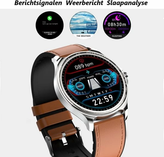 Goedkoop 🛒 Belesy® MARS - Smartwatch Dames - Smartwatch Heren - Horloge - Bloeddruk - ECG - Stappenteller - 1.3 Inch - Kleurenscherm - Full Touch - Zilver - Staal - Schakel 🔔 23 Goedkoop 🛒 Belesy® MARS - Smartwatch Dames - Smartwatch Heren - Horloge - Bloeddruk - ECG - Stappenteller - 1.3 Inch - Kleurenscherm - Full Touch - Zilver - Staal - Schakel 🔔 - Afbeelding 21