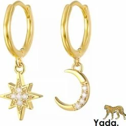 Groothandel 🔔 Yada Oorbellen Ster Maan - Asymmetrisch Goud - Dames - Wordt Ingepakt Als Cadeautje 🎁 -Sieraden-horloges Winkel 550x529 1