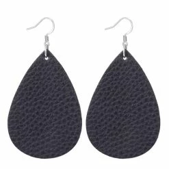 Beste deal ๐ Fliex - Oorbellen - Imitatieleer - Druppelvorm - Zwart ๐