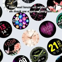 Nieuw 🎉 Belesy® CHARMING - Smartwatch Dames - Horloge - 1.3 Inch - Kleurenscherm - Stappenteller - Bloeddruk - Hartslag - Maak Je Eigen ⌚ Watchfaces - Staal – Zwart 🛒 -Sieraden-horloges Winkel 550x532