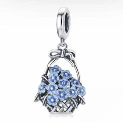 Goedkoopste 🔔 Tracelet | Zilveren Bedels | Bedel Bloemen Mand | Charm Met Lila Bloemetjes | 925 Sterling Zilver | Pandora Compatible | Met 925 Zilver Certificaat | In Leuke Cadeauverpakking ⌛