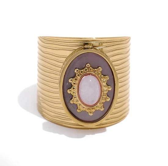 Gloednieuw β Yehwang Ring Goud - Natuursteen - Stainless Steel π 3 Gloednieuw β Yehwang Ring Goud - Natuursteen - Stainless Steel π