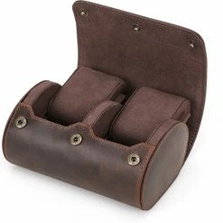 Goedkoopste ๐ฅฐ BUGOLINI ANTIQUS8 – 2 Slots Leren Horloge Houder Met Knoopsluiting - Retro Horloge Houder - Echt Leder – Coffee โ