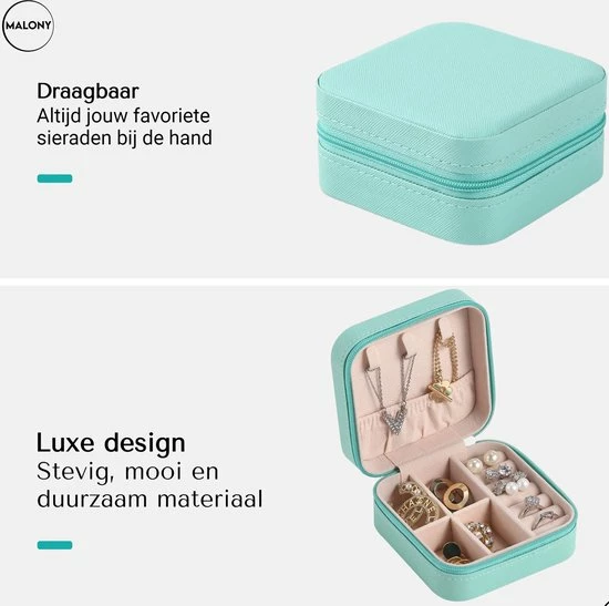 Goedkoopste ๐ Malony® Luxe Sieradendoos - Sieradenhouder - Juwelendoos - Compact – PU Leer - Licht Blauw ๐ 6 Goedkoopste ๐ Malony® Luxe Sieradendoos - Sieradenhouder - Juwelendoos - Compact – PU Leer - Licht Blauw ๐ - Afbeelding 4