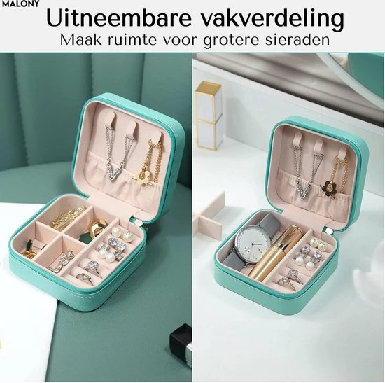 Goedkoopste ๐ Malony® Luxe Sieradendoos - Sieradenhouder - Juwelendoos - Compact – PU Leer - Licht Blauw ๐ 10 Goedkoopste ๐ Malony® Luxe Sieradendoos - Sieradenhouder - Juwelendoos - Compact – PU Leer - Licht Blauw ๐ - Afbeelding 8