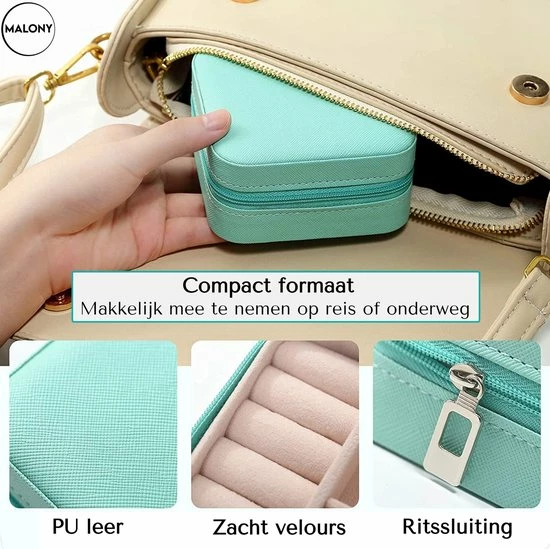 Goedkoopste ๐ Malony® Luxe Sieradendoos - Sieradenhouder - Juwelendoos - Compact – PU Leer - Licht Blauw ๐ 4 Goedkoopste ๐ Malony® Luxe Sieradendoos - Sieradenhouder - Juwelendoos - Compact – PU Leer - Licht Blauw ๐ - Afbeelding 2