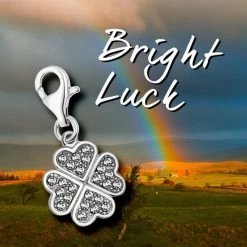 Begroting ✔️ Quiges - Charm Bedel Hanger Klaver Met Zirkonia - Dames - Zilverkleurig - QHC021 ⌛ -Sieraden-horloges Winkel 550x550 1015