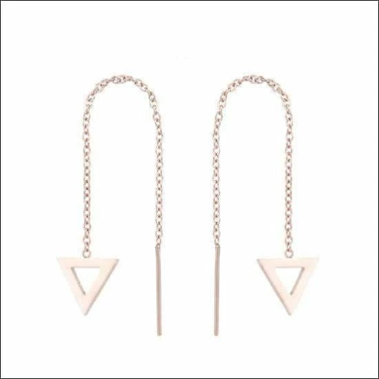 Promo 🤩 Aramat Jewels ® - Stalen Rosékleurige Doortrekoorbellen Driehoek 🥰 5 Promo 🤩 Aramat Jewels ® - Stalen Rosékleurige Doortrekoorbellen Driehoek 🥰 - Afbeelding 3