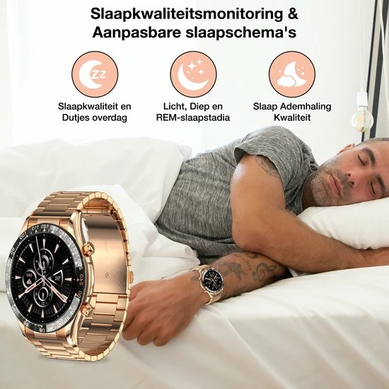 Nieuw π LUXXOZ Smartwatch Heren - Rose Goud - Horloge Heren - Bloeddrukmeter - Stappenteller - Full HD Touchscreen - Android & IOS - 45mm - Gratis Extra Bandjes 𧨠7 Nieuw π LUXXOZ Smartwatch Heren - Rose Goud - Horloge Heren - Bloeddrukmeter - Stappenteller - Full HD Touchscreen - Android & IOS - 45mm - Gratis Extra Bandjes 𧨠- Afbeelding 5