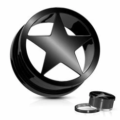 Hete verkoop ❤️ LMPiercings NL 12 Mm Screw Fit Tunnel Ster Zwart 🔔