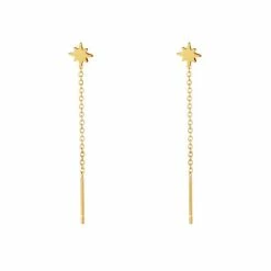 Aanbiedingen 🌟 Roestvrij Stalen Ketting Oorbellen Ster - Yehwang - Oorbellen - One Size - Goud 🤩