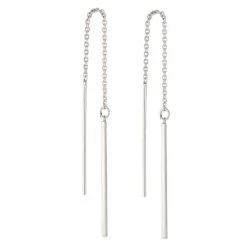 Promo 😀 EAR IT UP - Doortrekoorbellen - Bar - Threader - 925 Sterling Zilver - 69 X 1 Mm - 1 Paar 💯