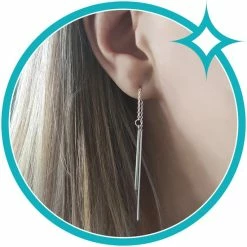 Promo 😀 EAR IT UP - Doortrekoorbellen - Bar - Threader - 925 Sterling Zilver - 69 X 1 Mm - 1 Paar 💯 -Sieraden-horloges Winkel 550x550 1182