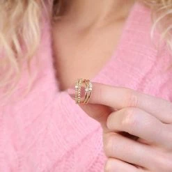 Gloednieuw ⭐ Lucardi - Dames Ring Goldplated Bolletjes Met Zirkonia - Ring - Cadeau - Echt Zilver - Goudkleurig 🤩 -Sieraden-horloges Winkel 550x550 1187