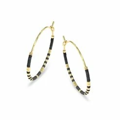 Goedkoop ๐ฅฐ CO88 Collection 8CE 70389 Oorringen Dames - Staal - 25mm Doorsnee - Miyuki Kralen - Zwart - Goudkleurig ๐