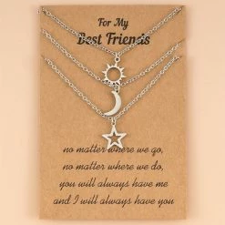 Goedkoop 🛒 Bixorp Friends BFF Ketting Voor 3 Met Zilverkleurige Zon, Maan & Ster - Vriendschapsketting Meisjes - Best Friends Ketting Vriendschap Cadeau Voor Drie 😉