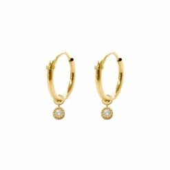 Uitgang ๐ New Bling 9NBG-0133 Gouden Oorringen Met Hanger - Zirkonia - 14 Krt -10 Mm - Goudkleurig ๐