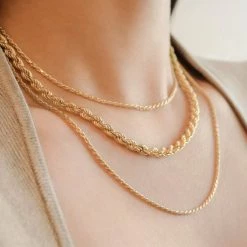 Gloednieuw 🥰 White Basis – Rope Chain Ketting – 18K Goud Verguld 925 Sterling Zilver – Gedraaide Schakels – Twisted – 5 Mm – 45 Cm 🤩 -Sieraden-horloges Winkel 550x550 1265