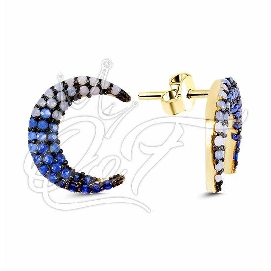 Goedkoop π QoF 18K Goud Oorbellen Met Blauw Zirkonia Crystal Maan π 4 Goedkoop π QoF 18K Goud Oorbellen Met Blauw Zirkonia Crystal Maan π - Afbeelding 2