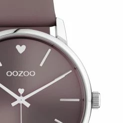 Nieuw ✔️ OOZOO Timepieces - Zilveren Horloge Met Mauve Leren Band - C10927 - Ø40 🥰 -Sieraden-horloges Winkel 550x550 1288