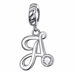 Korting 😍 Tracelet - Zilveren Bedels - Sierletter A Bedel | Charm Letter A Alfabetbedel | Met Grote Zirkonia | 925 Sterling Zilver - Pandora Compatible - 925 Zilver Certificaat - In Leuke Cadeauverpakking - Kerst Tip 🌟