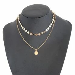 Uitgang 🔥 Miresa Coin Muntjes Ketting - Layerketting - Goudkleurig 35 & 45 + 5cm ✔️ -Sieraden-horloges Winkel 550x550 1316