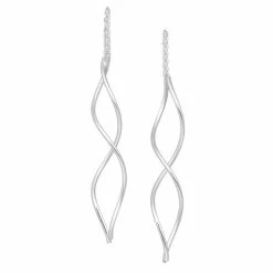 Korting 👍 EAR IT UP - Doortrekoorbellen - Bar - Twist - Threader - 925 Sterling Zilver - 100 X 1 Mm - 1 Paar 😀