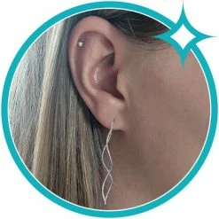 Korting 👍 EAR IT UP - Doortrekoorbellen - Bar - Twist - Threader - 925 Sterling Zilver - 100 X 1 Mm - 1 Paar 😀 -Sieraden-horloges Winkel 550x550 1324