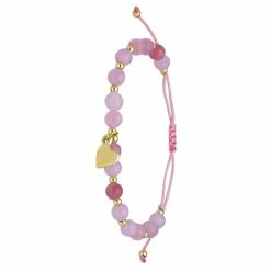 Goedkoopste ❤️ Lucardi - Dames Armband Met Roze Kralen - Bijoux - Armband - Cadeau - 19 Cm - ⌛
