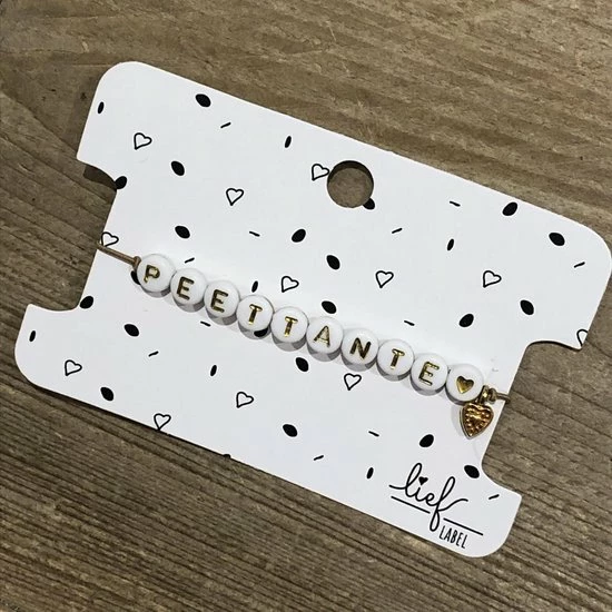 Gloednieuw 💯 Lief Label Armbandje Beige Peettante 💯 3 Gloednieuw 💯 Lief Label Armbandje Beige Peettante 💯