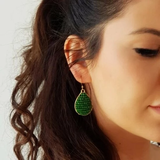 Kopen π HINTH, Monsoon Green, Handgemaakte Gouden Oorbellen Met Groene Kralen β 4 Kopen π HINTH, Monsoon Green, Handgemaakte Gouden Oorbellen Met Groene Kralen β - Afbeelding 2