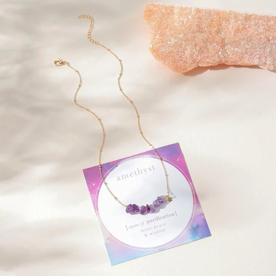 Gloednieuw ✨ Bixorp Gems Edelsteen Ketting Met Amethist Meerdere Kraaltjes Goudkleurig - Amethist Edelsteen - Cadeau Voor Meisjes & Vrouwen - Op Kaartje ✔️ 4 Gloednieuw ✨ Bixorp Gems Edelsteen Ketting Met Amethist Meerdere Kraaltjes Goudkleurig - Amethist Edelsteen - Cadeau Voor Meisjes & Vrouwen - Op Kaartje ✔️ - Afbeelding 2